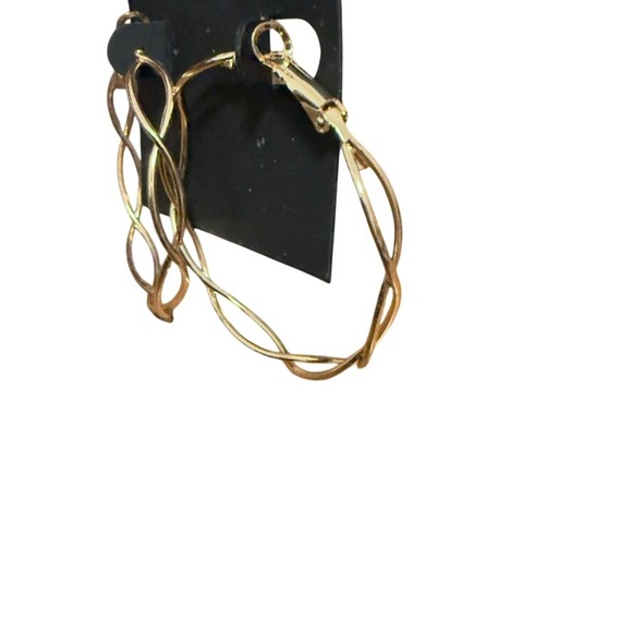 SARINA Women's Gold Tone Twisted Hoop Earrings - Picture 5 of 5